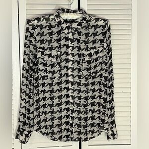 INC sheer houndstooth blouse 12P